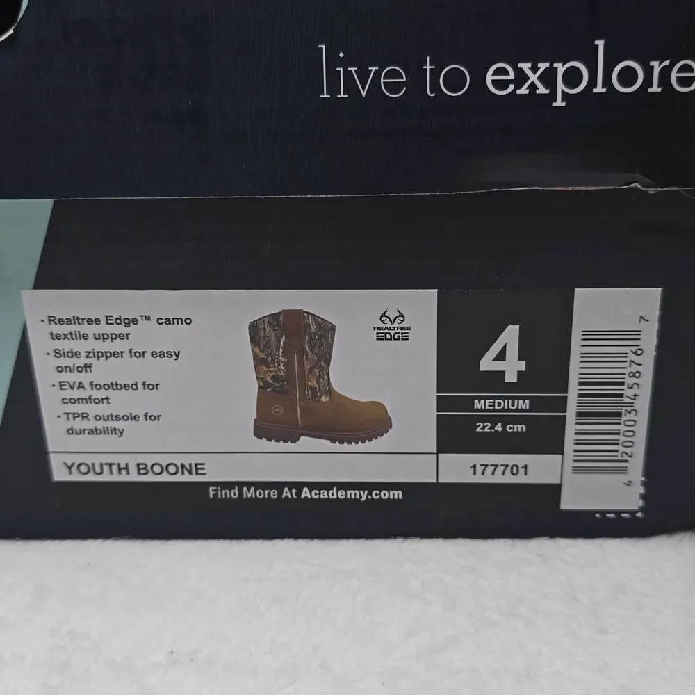 NIB Magellan Outdoors Kids' Boone Realtree Edge Boots Sz Kids 4
